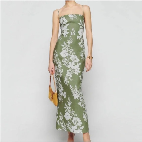 Reformation Frankie linen Green Maxi Dress - Picture 5 of 5